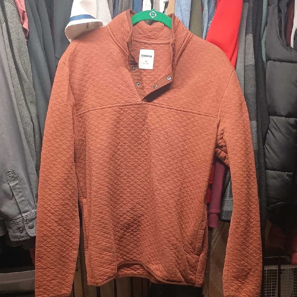 Sonoma Men's Quilted Sweater - Rust